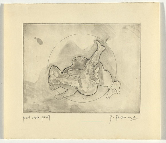 Artist: b'SELLBACH, Udo' | Title: b'(Leg in the air)' | Date: (1965) | Technique: b'etching with burnishing printed in black ink, from one plate'
