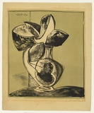 Artist: SELLBACH, Udo | Title: (Jug of leaves) | Date: 1954 | Technique: lithograph, printed in colour, from two stones [or plates]
