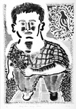Artist: b'Francis, David.' | Title: b'Young man giving flowers.' | Date: 1984 | Technique: b'lithograph, printed in black ink, from one stone'