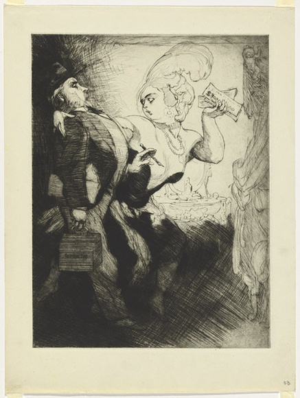 Artist: b'Dyson, Will.' | Title: b'Hollywood no.2: The Higher literate: But understand Miss Hollywood, only with reluctance, with marked reluctance.' | Date: c.1929 | Technique: b'etching, printed in black ink, from one plate'