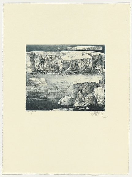 Artist: b'SCHMEISSER, Jorg' | Title: b'Tabular Berg and Break off' | Date: 1998 | Technique: b'etching, printed in blue/black ink, from one plate' | Copyright: b'\xc2\xa9 J\xc3\xb6rg Schmeisser'