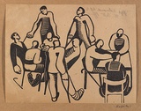 Artist: Richmond, Oliffe. | Title: Hospital | Date: c.1945 | Technique: linocut, printed in black ink, from one block