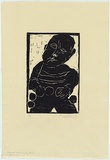 Artist: b'WALKER, Murray' | Title: b'Benjamin and his counting beads.' | Date: 1966 | Technique: b'woodcut, printed in black ink, from one block'