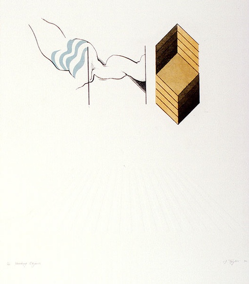 Artist: Taylor, James. | Title: Floating objects | Date: 1970 | Technique: etching, aquatint and deep embossing, printed in color, from one plate