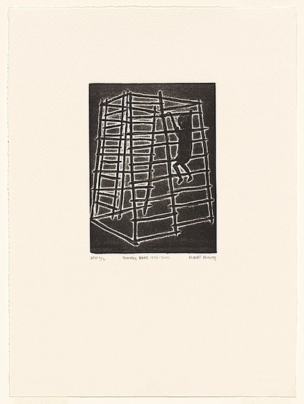 Artist: b'Rooney, Robert.' | Title: b'Monkey bars' | Date: 1956 | Technique: b'etching, relief printed in black ink, from one plate' | Copyright: b'Courtesy of Tolarno Galleries'