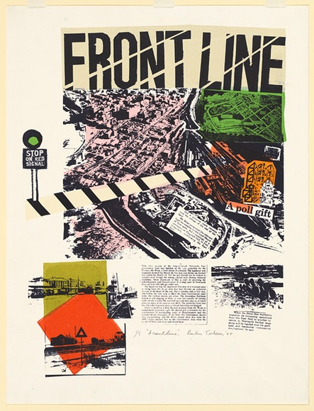 Artist: b'Tickner, Pauline.' | Title: b'Frontline' | Date: 1985 | Technique: b'screenprint, printed in colour, from multiple stencils'