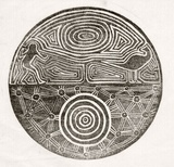 Artist: Derham, Frances. | Title: (Aboriginal motif). | Date: (1936) | Technique: linocut, printed in black ink, from one block