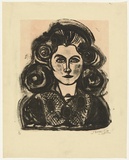 Artist: SELLBACH, Udo | Title: (Woman with embroidered blouse) | Date: 1952, February 20 | Technique: lithograph, printed in colour, from two stones