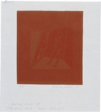 Artist: b'WALKER, Murray' | Title: b'Girl and mirror.' | Date: 1970 | Technique: b'linocut, printed in colour, from two blocks'