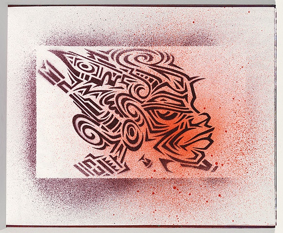 Title: b'Derailed' | Date: 2003 | Technique: b'stencil, printed in colour aerosol paint, from multiple stencils'
