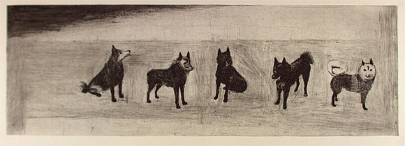 Artist: Crawford, Marian. | Title: Friends of Laika | Date: 1991 | Technique: etching, printed in black ink, from one plate