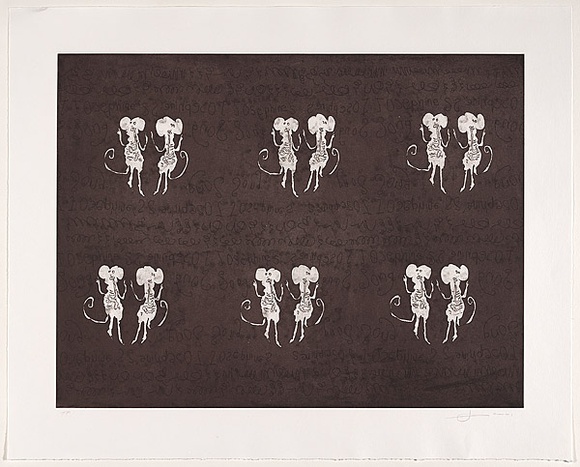 Artist: b'ROSE, Jacqueline' | Title: bJosephine's song | Date: 2001 | Technique: b'etching, printed in brown ink, from one copper plate'