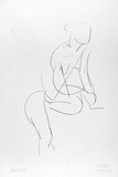 Artist: Powditch, Peter. | Title: not titled [seated female nude] | Date: c.1972 | Technique: lithograph, printed in black ink, from one plate