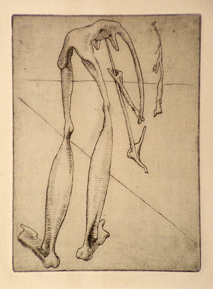 Artist: b'Graham, Geoffrey.' | Title: b'Leaning figure supported by one arm' | Date: c.1938 | Technique: b'etching, printed in black ink, from one plate'