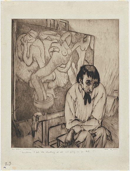 Artist: b'Dyson, Will.' | Title: b'Our ultra moderns: Sometimes I feel like chucking it all and going in for art!.' | Date: c.1929 | Technique: b'etching, printed in black ink, from one plate'