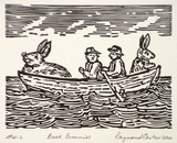 Artist: b'Carter, Ray.' | Title: b'Boat bunnies' | Date: 2000, November | Technique: b'linocut, printed in black ink, from one block'