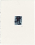Artist: Palethorpe, Jan | Title: not titled [head with big ears in blue] | Date: 1989 | Technique: etching, printed in blue ink with plate-tone, from one plate