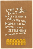 Artist: b'Stewart, Jeff.' | Title: b'Stop the evictions! in Cleveland St. Public meeting...at the Settlement.' | Date: (1980) | Technique: b'screenprint, printed in colour, from two stencils'