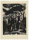 Artist: b'AMOR, Rick' | Title: b'Holland Park.' | Date: 1987 | Technique: b'woodcut, printed in black ink, from one block'