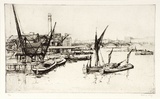 Artist: b'LONG, Sydney' | Title: b'The river from Blackfriars Bridge' | Date: 1925 | Technique: b'line-etching and drypoint, printed in black ink with plate-tone, from one copper plate' | Copyright: b'Reproduced with the kind permission of the Ophthalmic Research Institute of Australia'