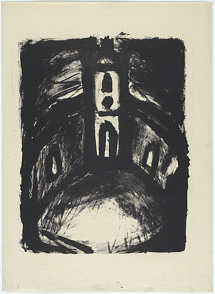 Artist: b'MADDOCK, Bea' | Title: b'Ruined church' | Date: 1961 | Technique: b'lithograph, printed in black ink, from one stone'