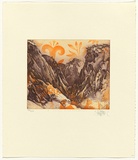 Title: b'Valley near Kato Zakro' | Date: 1991 | Technique: b'etching, printed in blue and orange ink, from one plate'