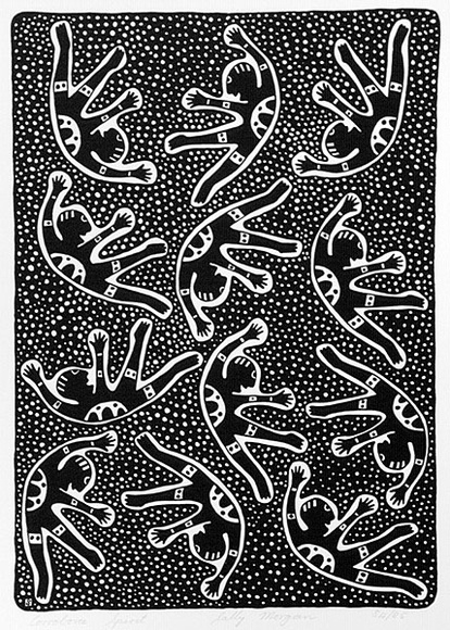 Artist: b'Morgan, Sally.' | Title: b'Corroboree spirit' | Date: 1988 | Technique: b'screenprint, printed in black ink, from one stencil'