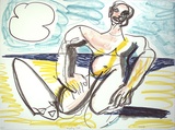 Artist: b'Furlonger, Joe.' | Title: b'Kneeling surfer' | Date: 1989 | Technique: b'lithograph, printed in colour, from multiple stones'