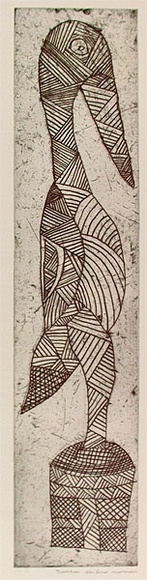Artist: Farmer, Glen. | Title: Tokampinni | Date: 1995, November | Technique: etching, printed in red and brown ink, from two plates