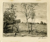 Artist: Farmer, John. | Title: By the stream. | Date: c.1960 | Technique: etching, printed in black ink with plate-tone, from one plate