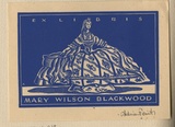 Artist: FEINT, Adrian | Title: Bookplate: Mary Wilson Blackwood. | Date: 1934 | Technique: wood-engraving, printed in blue ink, from one block | Copyright: Courtesy the Estate of Adrian Feint