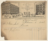 Title: Bill head for Warne & Reid, importers and warehousmen | Date: 1880s | Technique: wood-engraving, printed in black ink, from one block; letterpress