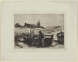 Artist: b'Hopkins, Livingston.' | Title: b'(Old boats)' | Date: 1886 | Technique: b'etching, printed in black ink with plate-tone, from one copper plate'