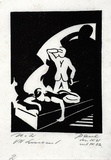 Artist: b'Haefliger, Paul.' | Title: b'Illustration for Oscar Wilde, Ballad of Reading Goal' | Date: 1931-32 | Technique: b'linocut, printed in black ink, from one block'