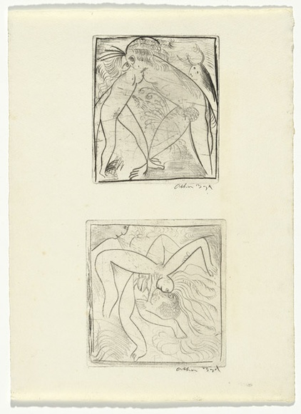 Artist: b'BOYD, Arthur' | Title: b'Nudes with joined feet.' | Date: (1962-63) | Technique: b'drypoint, printed in black ink, from one plate'