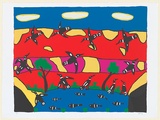 Artist: Jirwulurr Johnson, Amy. | Title: Busy birds | Date: c.2001 | Technique: screenprint, printed in colour, from six stencils