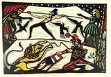 Artist: b'Goold, Bruce.' | Title: b'Circus' | Date: 1985 | Technique: b'linocut, printed in colour, from multiple blocks'