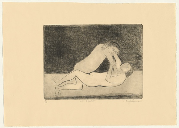 Artist: b'Dickerson, Robert.' | Title: b'La couple.' | Date: 1978 | Technique: b'etching, printed in black ink, from one zinc plate'