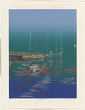 Artist: b'Harbeck, Ron.' | Title: b'Woodford Bay.' | Date: 1989 | Technique: b'screenprint, printed in colour, from six stencils'