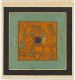 Artist: b'SELLBACH, Udo' | Title: b'(Blue circle)' | Date: (1967) | Technique: b'etching, aquatint printed in colour from two?  plates'