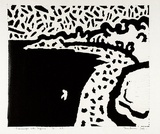 Artist: b'Burn, Ian.' | Title: b'Seascape with figure.' | Date: 1963 | Technique: b'linocut, printed in black ink, from one block'