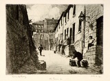 Artist: b'LINDSAY, Lionel' | Title: b'Old Essex Street from George Street.' | Date: 1911 | Technique: b'etching, drypoint and foulbiting, printed in black ink, from one plate' | Copyright: b'Courtesy of the National Library of Australia'