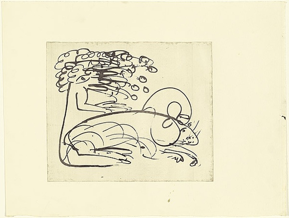 Artist: b'BOYD, Arthur' | Title: b'(Lion and mouse).' | Date: c.1969 | Technique: b'softground etching, printed in black ink, from one plate' | Copyright: b'Reproduced with permission of Bundanon Trust'