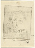 Artist: Olsen, John. | Title: Peter O'Shaunnessy | Date: 1968 | Technique: etching and drypoint, printed in black ink, from one plate | Copyright: © John Olsen. Licensed by VISCOPY, Australia