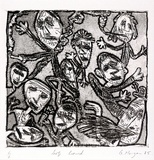 Artist: b'Morgan, Glenn.' | Title: b'Footy crowd' | Date: 1985 | Technique: b'etching, aquatint and deep bite, printed in black ink with plate-tone, from one plate'