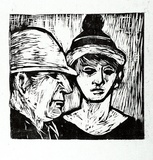 Artist: Clifton, Nancy. | Title: Father and son. | Date: c.1979 | Technique: woodcut, printed in black ink, from one block