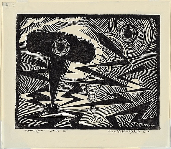Artist: b'Hawkins, Weaver.' | Title: b'Possible future.' | Date: 1962 | Technique: b'linocut, printed in black ink, from one block' | Copyright: b'The Estate of H.F Weaver Hawkins'