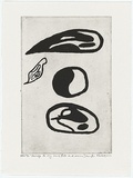 Artist: Mullett, Jennifer. | Title: Homage to my son; fish and moon | Date: 2000, June | Technique: aquatint, printed in black ink, from one plate