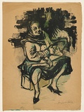 Title: Poultry seller, London | Date: 1948 | Technique: lithograph, printed in black, from one stone; hand-coloured