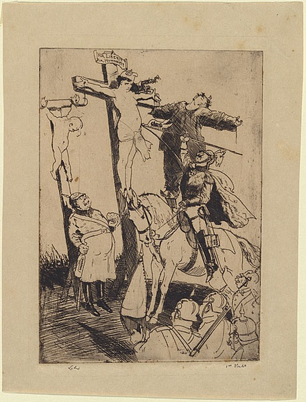 Artist: b'LINDSAY, Lionel' | Title: b'The martyrdom of Belgium.' | Date: 1914 | Technique: b'etching, printed in brown ink, from one plate' | Copyright: b'Courtesy of the National Library of Australia'